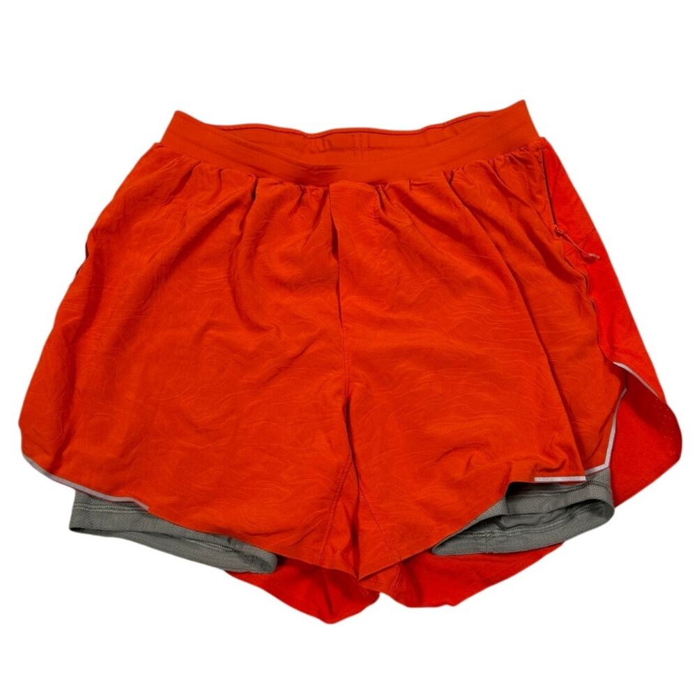 Lululemon Mens Size S Fast and Free Lined Short 5" Airflow Orange M7BAAS